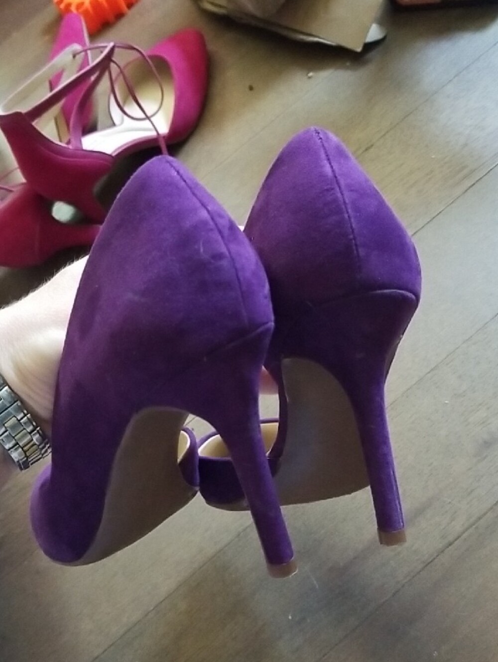 Jessica Simpson Purple Suede Pointed Toe Stiletto Pumps - Picture 3 of 7